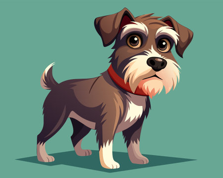 Vector illustration of a cute miniature schnauzer dog on a green backgroundのイラスト素材