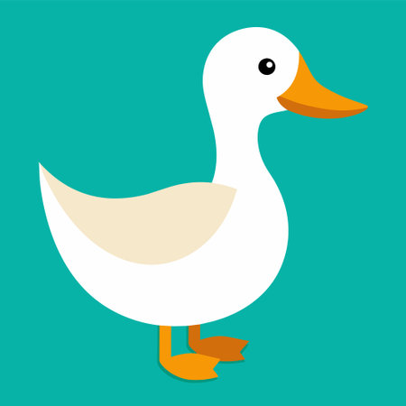 Cute duck on a green background. Vector illustration in flat style.のイラスト素材
