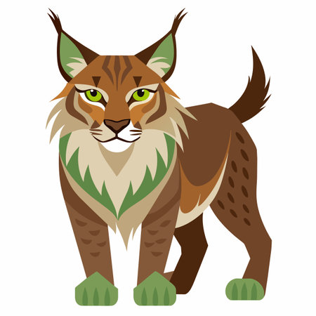 Lynx. Vector illustration isolated on white background. Cartoon style.のイラスト素材