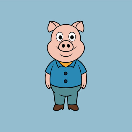 Piggy cartoon vector illustration. Cute piggy cartoon vector illustrationのイラスト素材