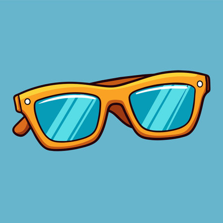 Sunglasses isolated on blue background. Vector illustration in cartoon style.のイラスト素材