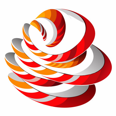 Abstract 3d red and white striped spiral on a white background.のイラスト素材
