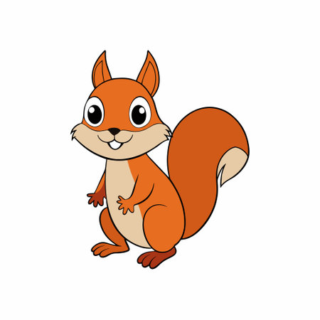 Cute squirrel cartoon icon. Vector illustration of a cute squirrel.のイラスト素材