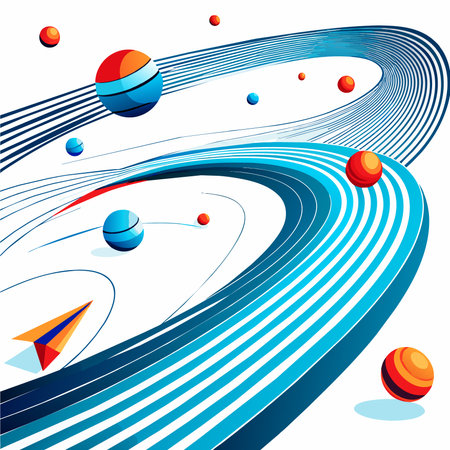 Abstract background with planets and lines. Vector illustration. Eps 10.のイラスト素材