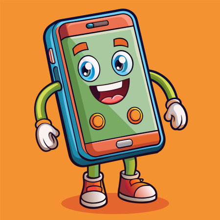 Smartphone character design, vector illustration eps 10. Mobile phone mascotのイラスト素材