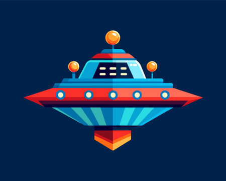 UFO vector illustration in flat cartoon style. Spaceship icon.のイラスト素材