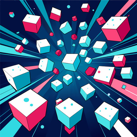 Abstract background with cubes and rays. Vector illustration. Eps 10.のイラスト素材