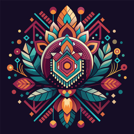 Ethnic boho ornament. Colorful vector illustration for your designのイラスト素材