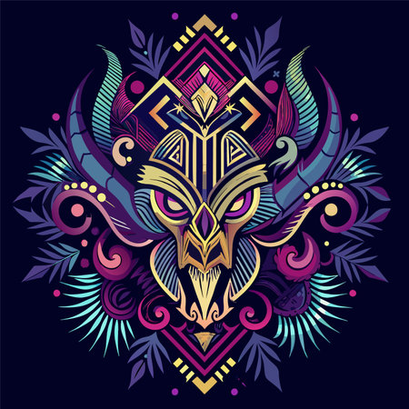 Ethnic tribal mask. Vector illustration for your design, t-shirt print.のイラスト素材
