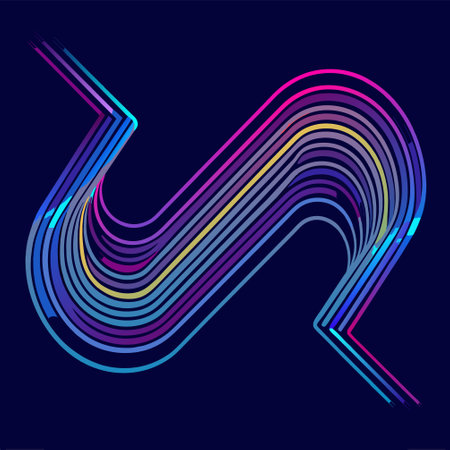 abstract colorful arrows on a dark blue background, vector illustration.