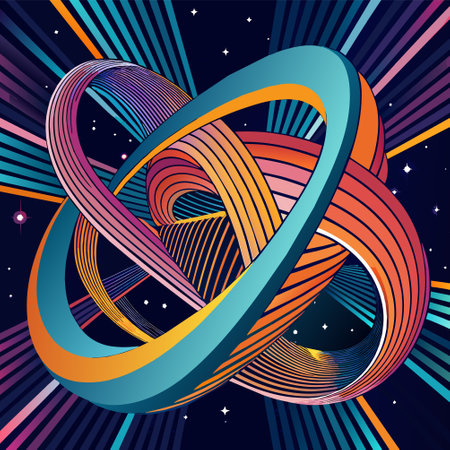 Abstract vector illustration of an infinite universe with stars and galaxies in the background.