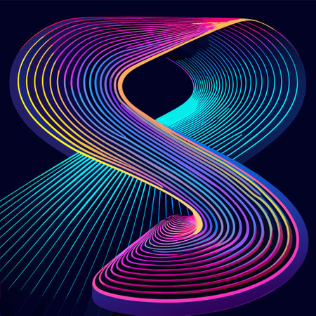 Abstract colorful background with curved lines. Vector illustration for your design.のイラスト素材