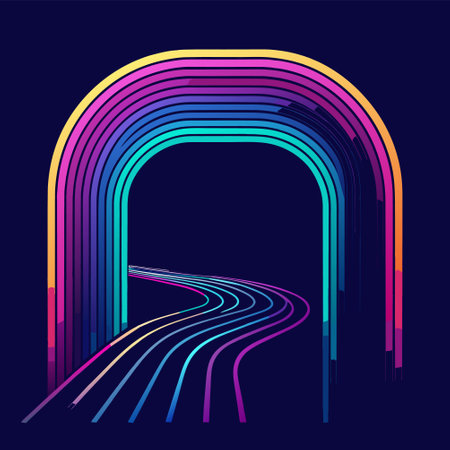 Tunnel and road, vector illustration on a dark background.のイラスト素材