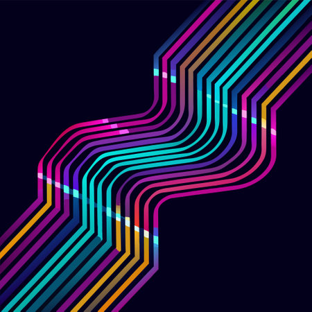 Abstract colorful lines on dark background. Vector illustration for your design.のイラスト素材