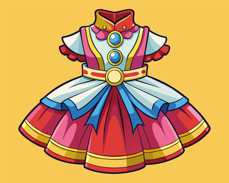 Carnival costume. Vector illustration in cartoon style. Isolated on yellow background.のイラスト素材