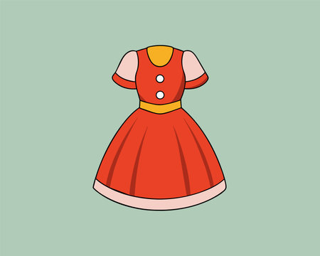 Dress for a little girl. Vector illustration in cartoon style.のイラスト素材
