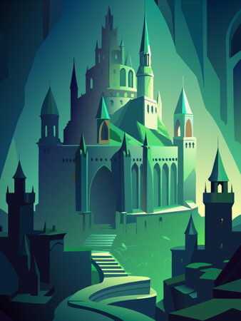 Castle in the forest. Cartoon style. Vector illustration for your designのイラスト素材