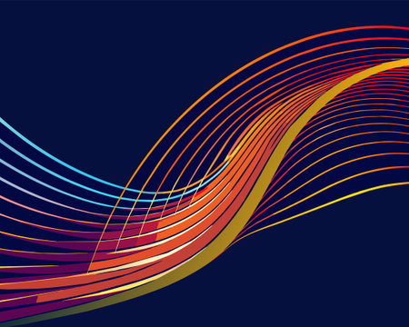 Abstract colorful background with curved lines. Vector illustration for your design.のイラスト素材