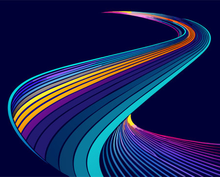 Abstract background with colorful curved lines. Vector illustration for your design.のイラスト素材