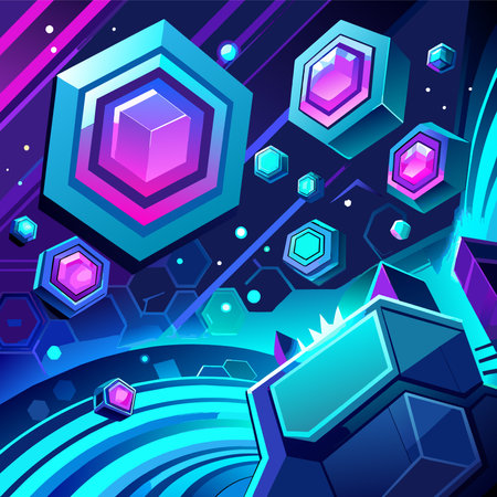 Abstract background with hexagons and geometric shapes. Vector illustration. Eps 10.