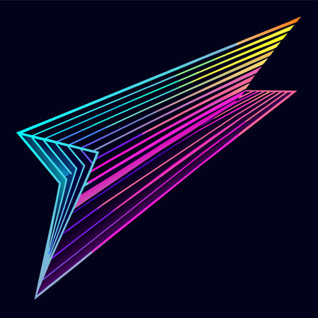 Colorful 3D arrow. Vector illustration. Isolated on blue background.のイラスト素材