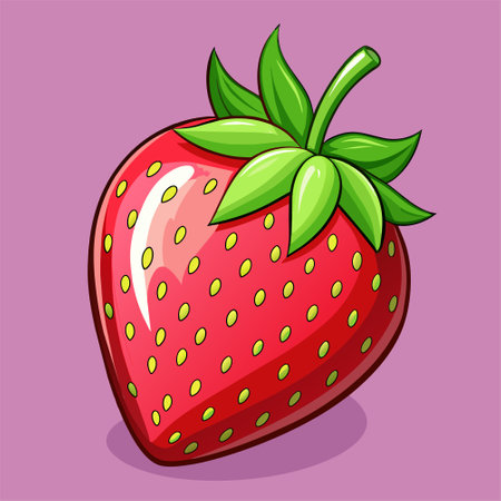 Strawberry vector illustration. Isolated on a purple background.のイラスト素材