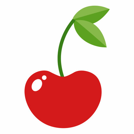 cherry fresh fruit icon vector illustration design graphic flat style red colorのイラスト素材