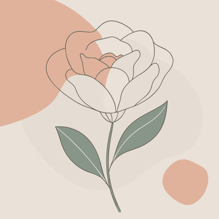 Hand drawn vector illustration of a rose flower in pastel colors.のイラスト素材