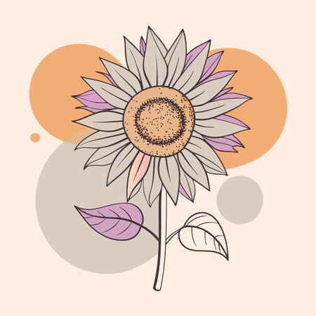 Cute hand drawn sunflower. Vector illustration in doodle style.のイラスト素材