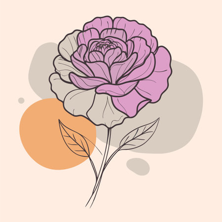 Hand drawn rose flower. Vector illustration in sketch style on a colored backgroundのイラスト素材