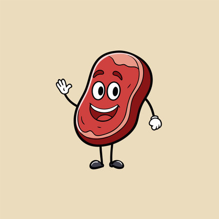 Meat cartoon character isolated on white background. Vector illustration in flat style.のイラスト素材