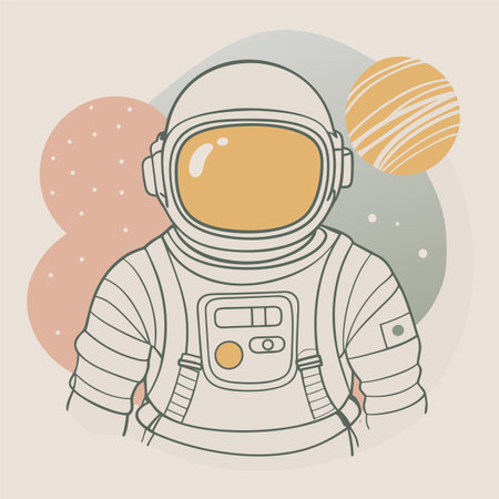 Astronaut in space suit. Vector illustration in retro style.のイラスト素材