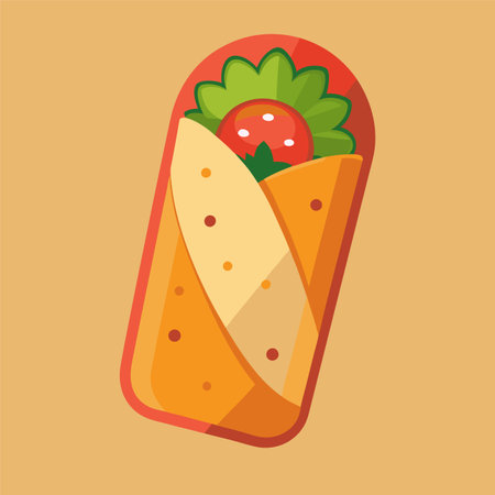 Taco icon in flat design style. Mexican food vector illustration.のイラスト素材