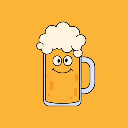 Mug of beer with foam. Vector illustration in flat style.のイラスト素材