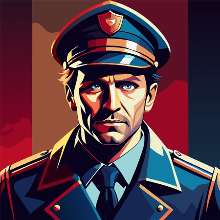 Policeman in uniform. Vector illustration in retro style. EPS 10のイラスト素材