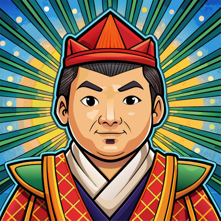 Illustration of a Chinese King in a traditional costume, vector illustrationのイラスト素材