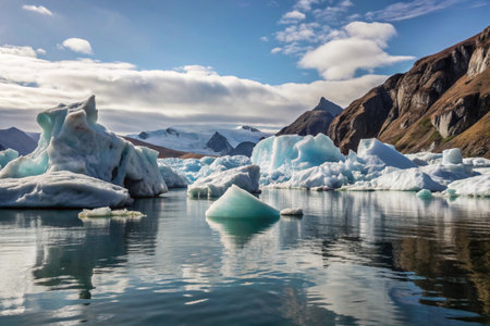 Ice formations and icebergs in Glacier Lagoon, Iceland, Europeの素材