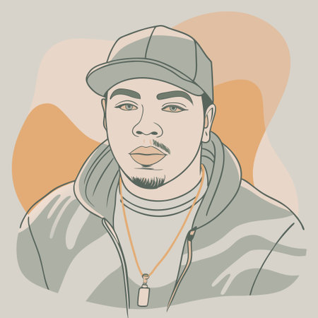 Portrait of a man in a baseball cap. Vector illustration.のイラスト素材