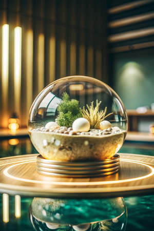 Crystal ball with water inside, interior decoration concept - Vintage filter effectの素材