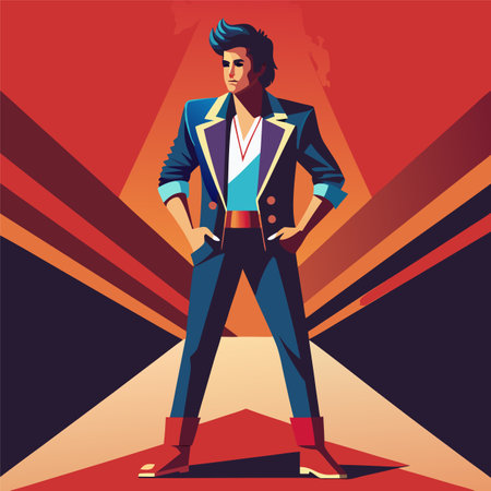 Fashion man in suit and sunglasses. Vector illustration in retro style