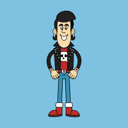Hipster man with a skateboard. Vector illustration in flat style