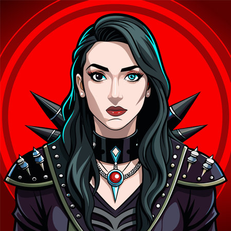 Beautiful girl in medieval armor. Vector illustration on red background.のイラスト素材