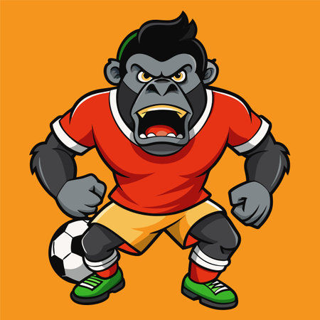 gorilla soccer player cartoon sport mascot vector illustration. eps10のイラスト素材