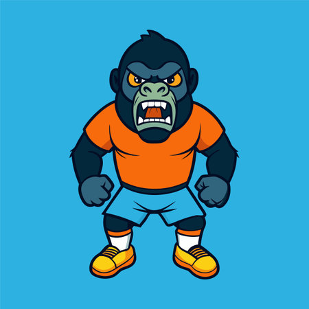 Angry Gorilla Cartoon Mascot Character. Vector Illustrationのイラスト素材