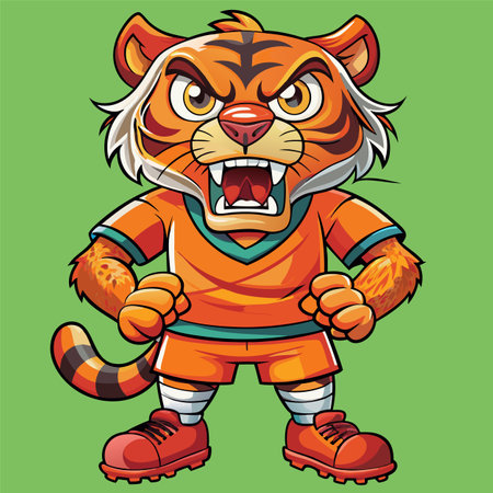 Angry Tiger Mascot Character. Vector Cartoon Illustration.のイラスト素材