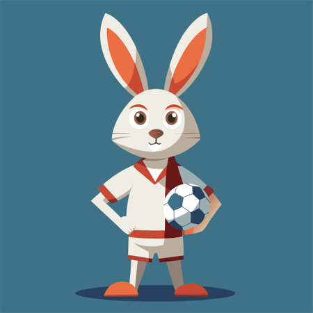 cartoon animal illustration of bunny rabbit soccer footballのイラスト素材