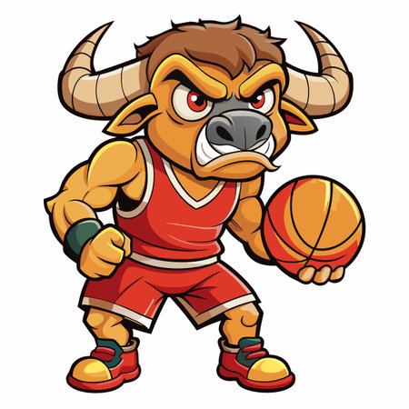 cartoon vector basketball maskot bullのイラスト素材
