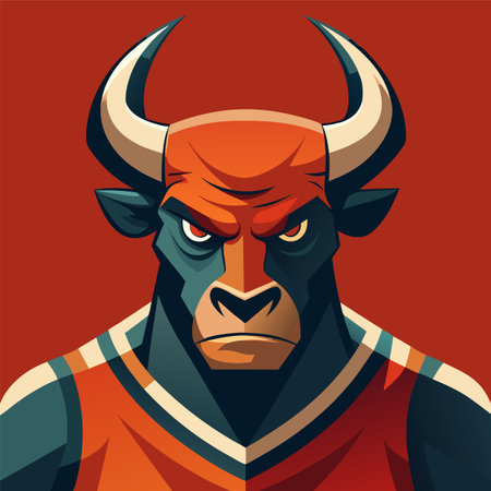 cartoon vector basketball maskot bullのイラスト素材