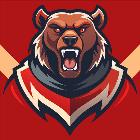 bear grizzly cartoon animal rugby mascotのイラスト素材