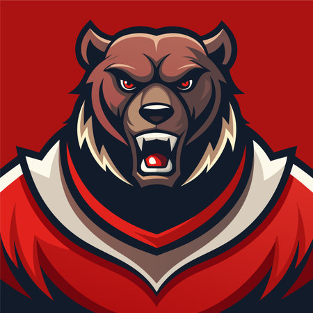 bear grizzly cartoon animal rugby mascotのイラスト素材